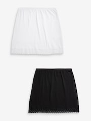 Black/White Short Cotton Short Half Slips 2 Pack - Image 1 of 3
