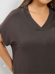 Yours Curve Brown Basic Grown On Sleeve Top - Image 4 of 6