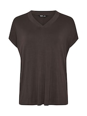 Yours Curve Brown Basic Grown On Sleeve Top - Image 5 of 6