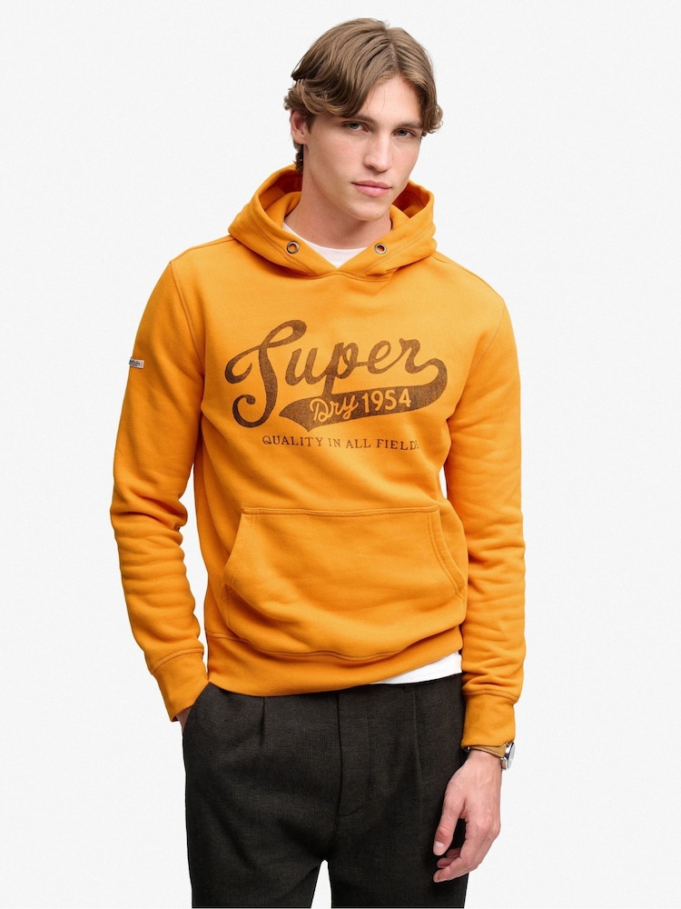 Superdry Orange Vintage Script Hoodie - Image 1 of 6 Superdry Orange Vintage Script Hoodie - Image 1 of 6