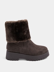 Yours Curve Brown Wide Fit Faux Suede Wedge Chelsea Boots in Extra Wide EEE Fit - Image 2 of 5