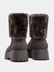 Yours Curve Brown Wide Fit Faux Suede Wedge Chelsea Boots in Extra Wide EEE Fit - Image 4 of 5