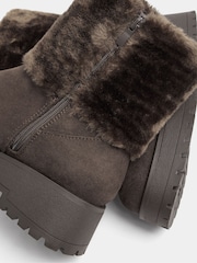 Yours Curve Brown Wide Fit Faux Suede Wedge Chelsea Boots in Extra Wide EEE Fit - Image 5 of 5