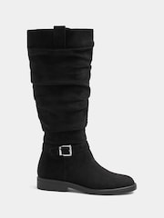 Noir - Bottes Yours Curve hauteur genou avec boucle en faux daim en Wide E Fit - Image 3 de 5