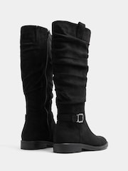 Noir - Bottes Yours Curve hauteur genou avec boucle en faux daim en Wide E Fit - Image 4 de 5