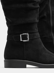 Noir - Bottes Yours Curve hauteur genou avec boucle en faux daim en Wide E Fit - Image 5 de 5