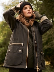 Barbour® Black Saltburn Cable Knit Pom Beanie Logo Hat - Image 3 of 9