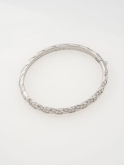 Ted Baker Silver Tone Torvi: Crystal Twist Hinged Bangle Bracelet - Image 4 of 7