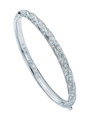 Ted Baker Silver Tone Torvi: Crystal Twist Hinged Bangle Bracelet - Image 5 of 7