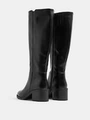 Yours Curve Black Faux Leather Knee High Boots in Extra Wide EEE Fit - Image 3 of 5