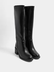 Yours Curve Black Faux Leather Knee High Boots in Extra Wide EEE Fit - Image 4 of 5