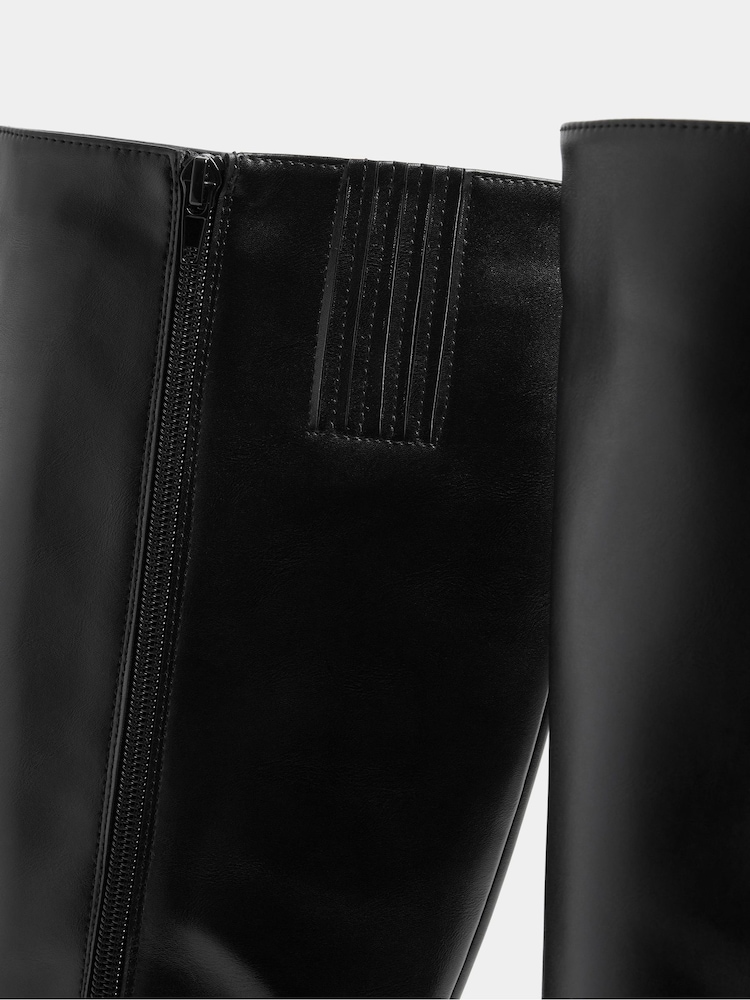 Yours Curve Black Faux Leather Knee High Boots in Extra Wide EEE Fit - Image 5 of 5 Yours Curve Black Faux Leather Knee High Boots in Extra Wide EEE Fit - Image 5 of 5