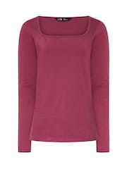 Long Tall Sally Black/Red Square Neck Tops 2 Pack - Image 6 of 7
