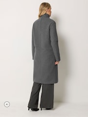Long Tall Sally Grey Bouclé Funnel Neck Trench Coat - Image 3 of 6