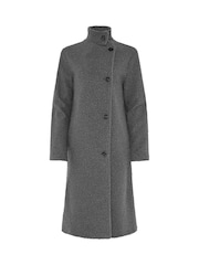 Long Tall Sally Grey Bouclé Funnel Neck Trench Coat - Image 5 of 6