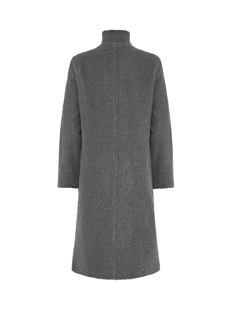 Long Tall Sally Grey Bouclé Funnel Neck Trench Coat - Image 6 of 6 Long Tall Sally Grey Bouclé Funnel Neck Trench Coat - Image 6 of 6