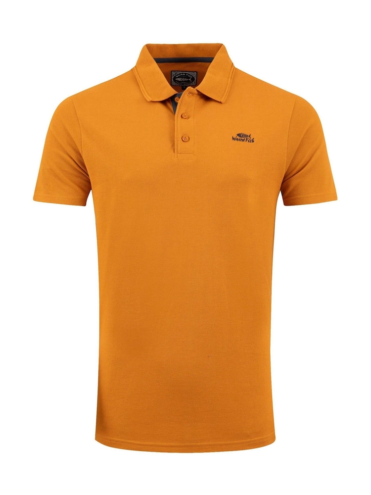 Marron caramel - Polo en coton piqué Weird Fish Miles - Image 2 sur 3