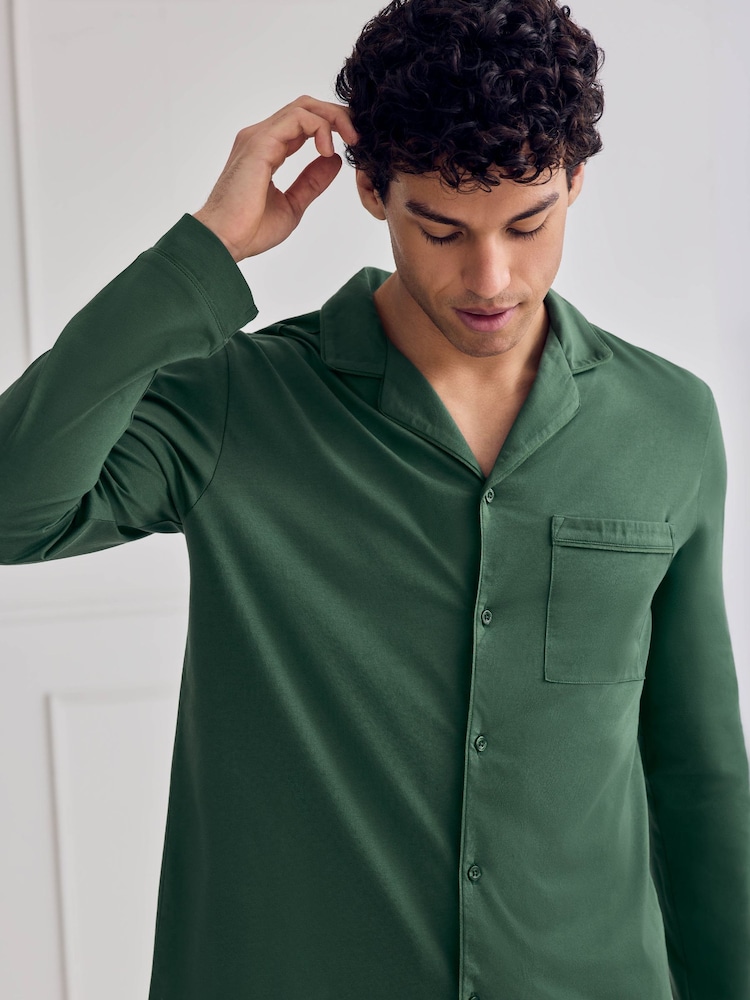 Chelsea Peers Dark Green Cotton Button Up Long Pyjama Set - Image 6 of 6 Chelsea Peers Dark Green Cotton Button Up Long Pyjama Set - Image 6 of 6