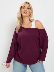 Yours Curve Red 2 In 1 Long Sleeve Insert T-Shirt - Image 1 of 7