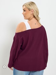 Yours Curve Red 2 In 1 Long Sleeve Insert T-Shirt - Image 4 of 7
