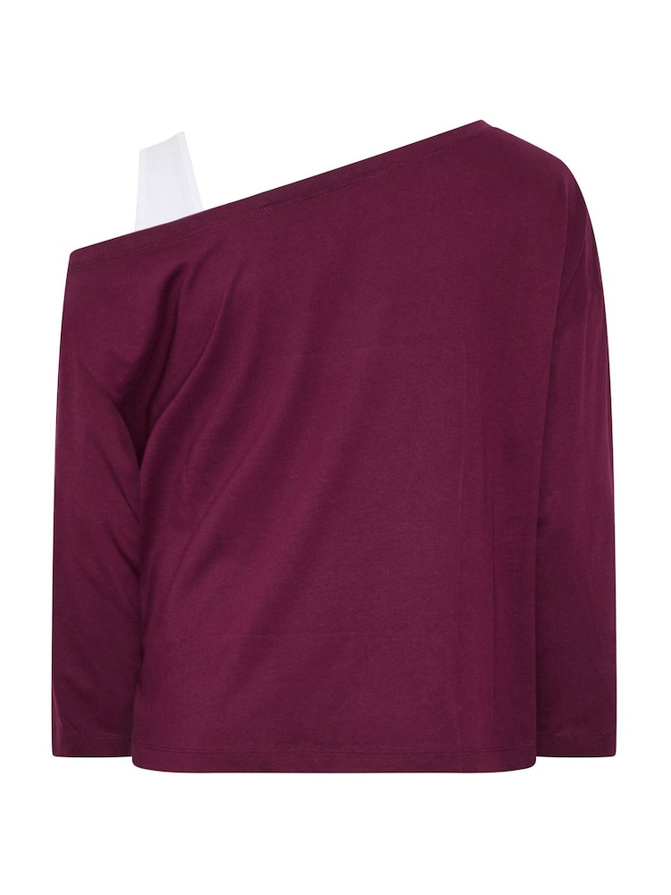 Yours Curve Red 2 In 1 Long Sleeve Insert T-Shirt - Image 7 of 7