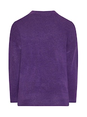 Yours Curve Purple Knitted V-Neckline Jumper - Image 6 of 6