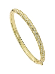 Ted Baker Gold Tone Torvi: Crystal Twist Hinged Bangle Bracelet - Image 3 of 7