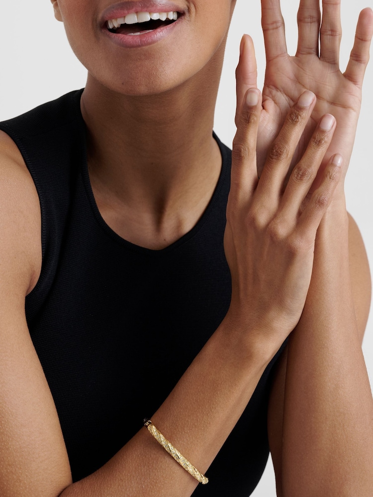 Ted Baker Gold Tone Torvi: Crystal Twist Hinged Bangle Bracelet - Image 7 of 7