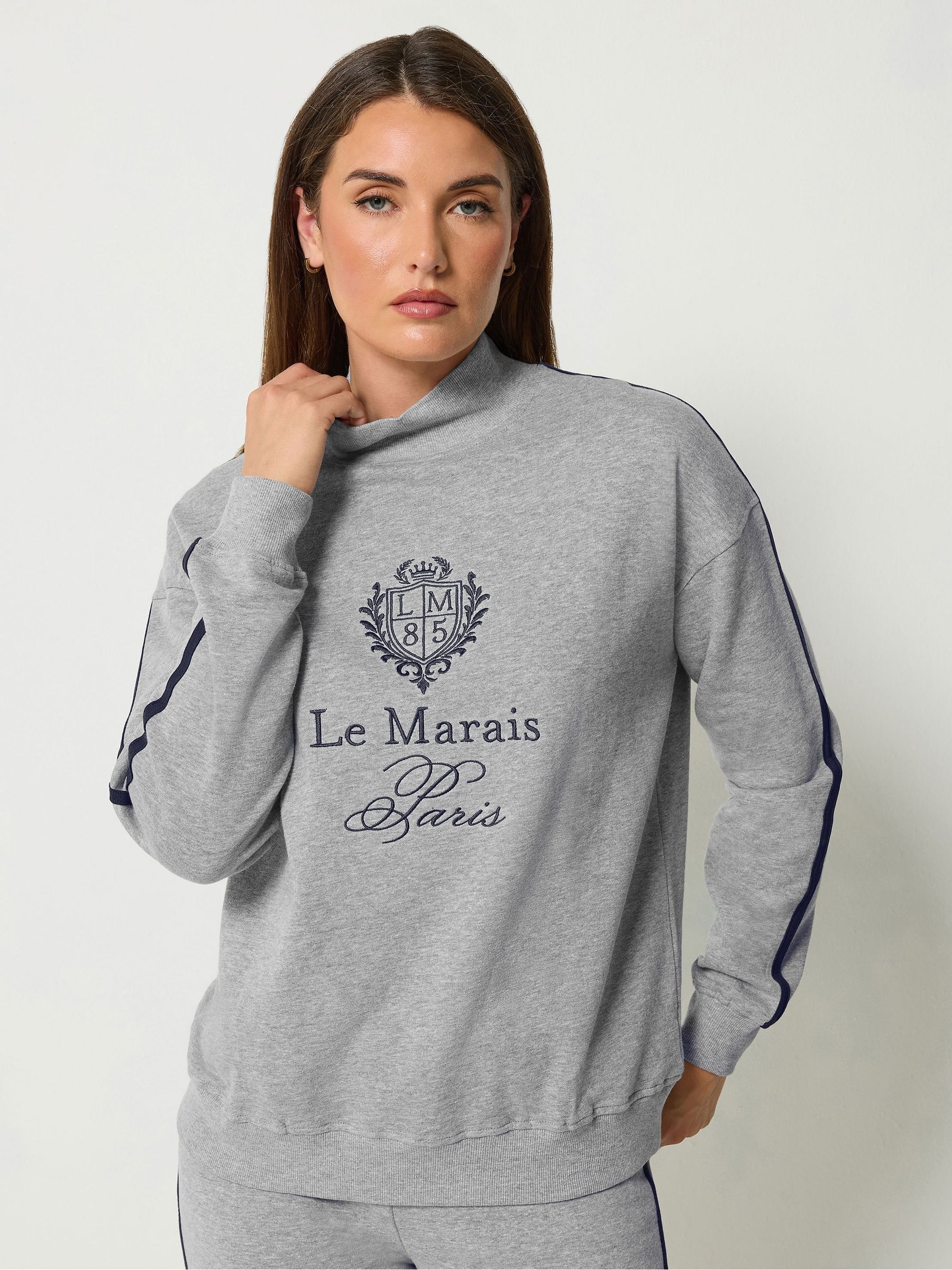 Long Tall Sally Women's Grey Slogan High Neck Sweatshirt - Image 4