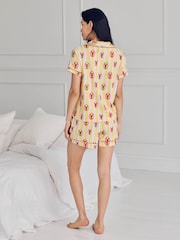 Chelsea Peers Yellow Lobster Stripe Print Short Pyjama Set - Image 4 of 6