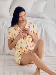 Chelsea Peers Yellow Lobster Stripe Print Short Pyjama Set - Image 5 of 6