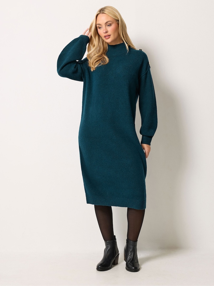 Verde - Vestido de punto con detalle de botones de M&Co - Imagen 1 de 6 Verde - Vestido de punto con detalle de botones de M&Co - Imagen 1 de 6
