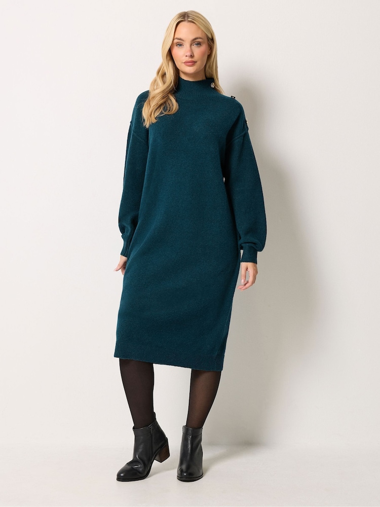 Verde - Vestido de punto con detalle de botones de M&Co - Imagen 2 de 6 Verde - Vestido de punto con detalle de botones de M&Co - Imagen 2 de 6