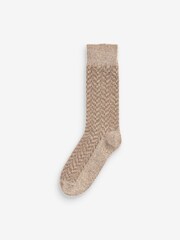Grey/Blue Zig Zag Pattern Heavyweight Socks 4 Pack With Wool And Silk - Image 2 of 6