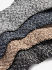 Grey/Blue Zig Zag Pattern Heavyweight Socks 4 Pack With Wool And Silk - Image 6 of 6