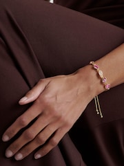 Ted Baker Pink Gold Tone Juliet: Jewel Chain Crystal Drawstring Bracelet - Image 6 of 7