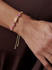 Ted Baker Pink Gold Tone Juliet: Jewel Chain Crystal Drawstring Bracelet - Image 7 of 7