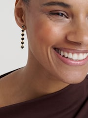 Ted Baker Black Crystal Gold Tone Hartley: Enamel Heart Drop Earrings - Image 1 of 7