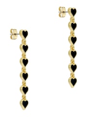 Ted Baker Black Crystal Gold Tone Hartley: Enamel Heart Drop Earrings - Image 4 of 7