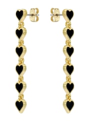 Ted Baker Black Crystal Gold Tone Hartley: Enamel Heart Drop Earrings - Image 5 of 7