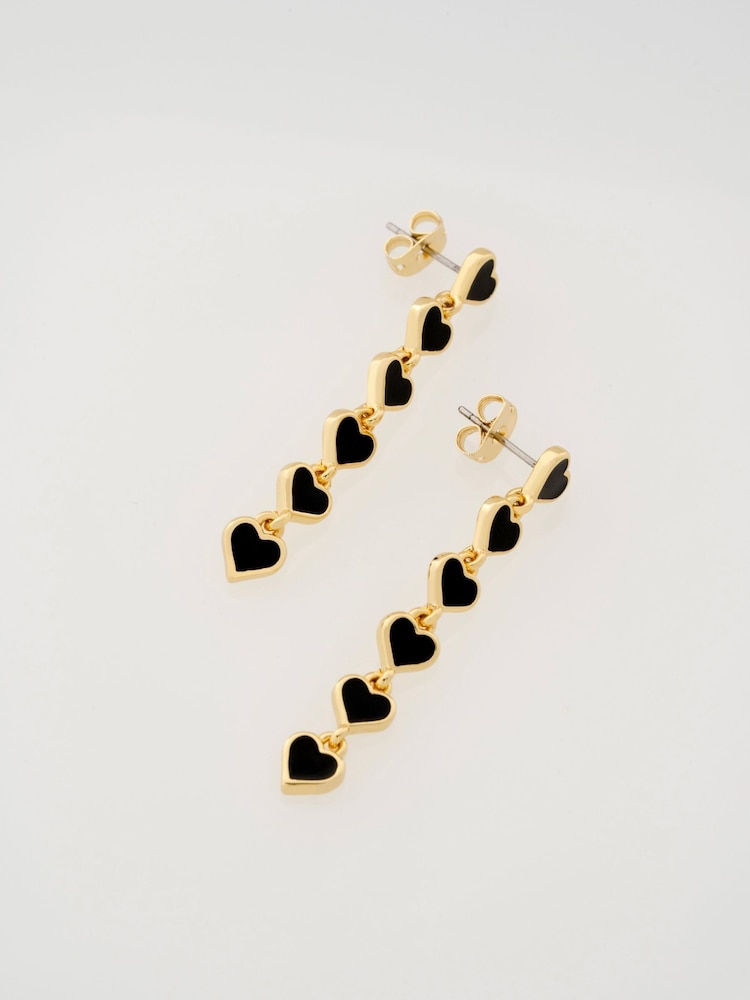 Ted Baker Black Crystal Gold Tone Hartley: Enamel Heart Drop Earrings - Image 7 of 7 Ted Baker Black Crystal Gold Tone Hartley: Enamel Heart Drop Earrings - Image 7 of 7