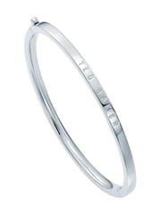 Ted Baker Plain Metal Silver Tone Chrishell: Logo Slim Bangle Bracelet - Image 3 of 7