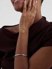 Ted Baker Plain Metal Silver Tone Chrishell: Logo Slim Bangle Bracelet - Image 6 of 7