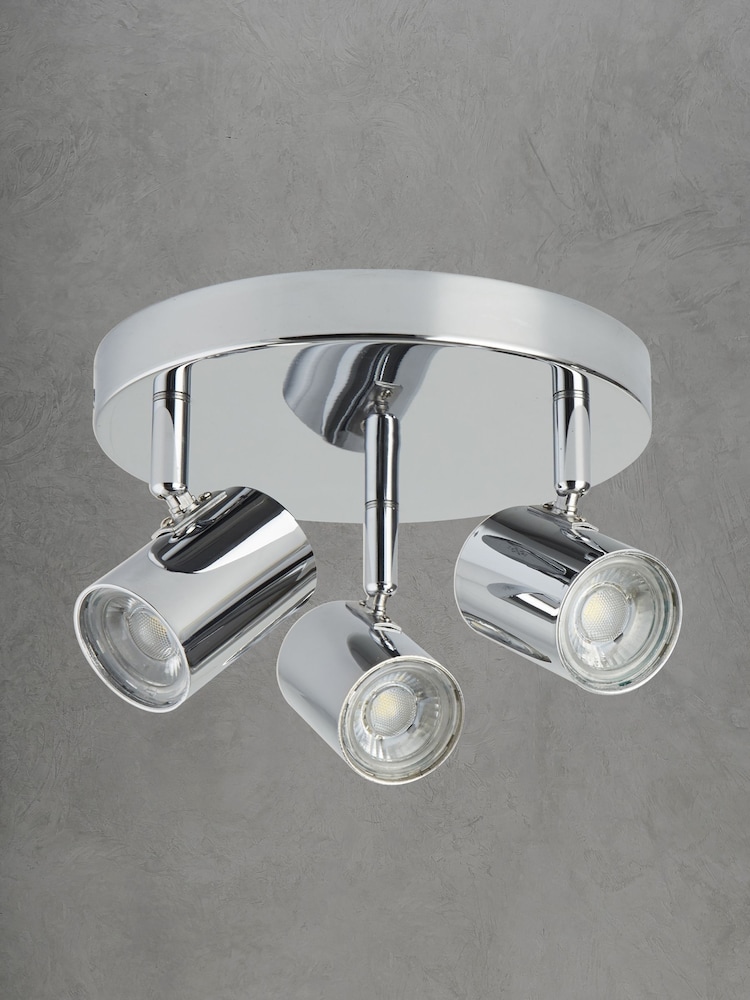 Searchlight Chrome Rollo 3 Light Spot Plate Ceiling Light - Image 2 of 3