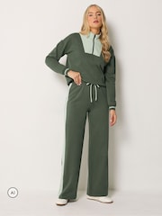 Long Tall Sally Green Colour Block Quarter Zip Sweatshirt - Image 2 of 6