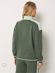 Long Tall Sally Green Colour Block Quarter Zip Sweatshirt - Image 3 of 6