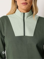 Long Tall Sally Green Colour Block Quarter Zip Sweatshirt - Image 4 of 6