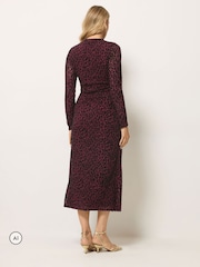 Long Tall Sally Red Flock High Neck Midaxi Dress - Image 3 of 6