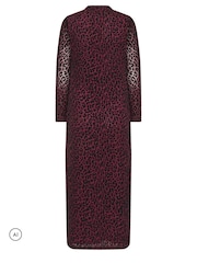 Long Tall Sally Red Flock High Neck Midaxi Dress - Image 6 of 6