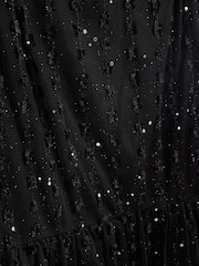Black Sparkle Mesh Short Sleeve Tiered Party Dress (3-16yrs) - Image 8 of 8
